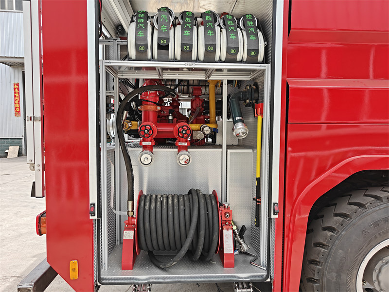 HOWO fire truck rear pump room right view HOWO fire truck rear pump room right view