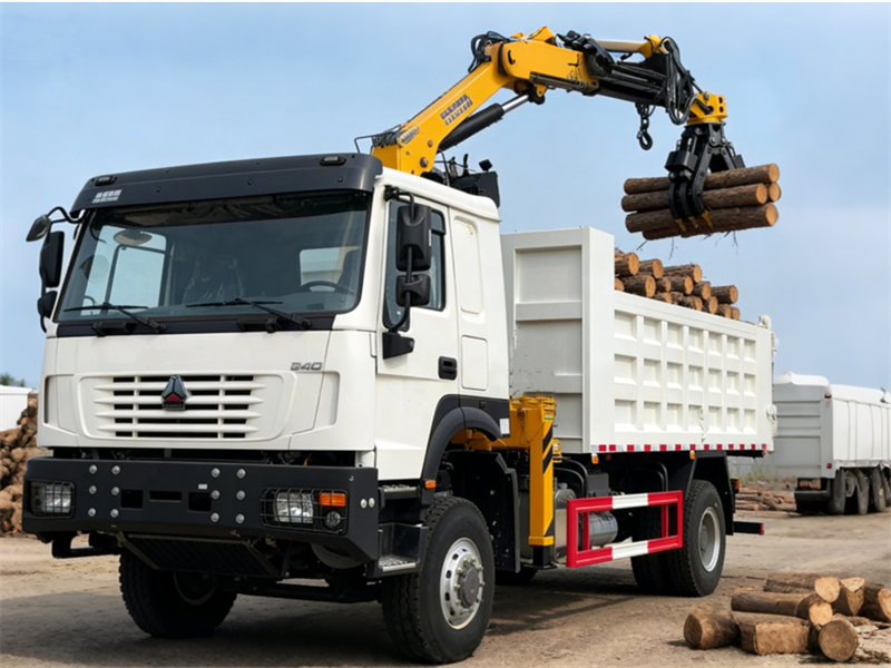 Howo dumper truck with 8tons crane