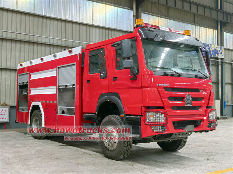HOWO HW76 5cbm foam water fire truck
